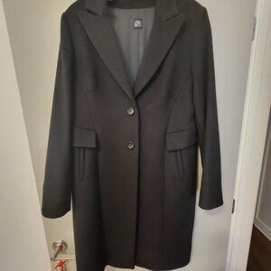 Cinzia Rocca Black Knee Length Virgin Wool Coat - SZ 16US/IT52